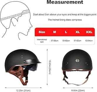 Motorcycle Helmet With Goggles DOT/ECE Approved, Jet Helmet Scooter Helmet Scooter Helmet Moped Moped Helmet Chopper Vintage, Passed Road Safety Test D,Large