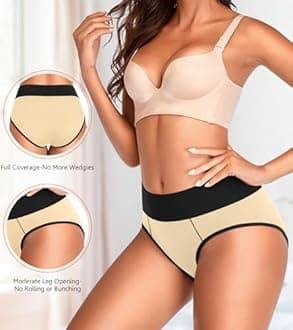 Eiggam Underwear for Women Cotton High Waist Panties Full Coverage Briefs Soft Strech Ladies Breathable Panties-Multi Pack