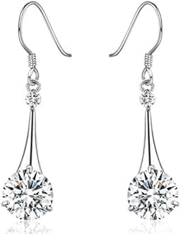 SBLING Platinum-Plated or 18K Gold Plated Cubic Zirconia Tear Drop Earrings - Gifts for Women/Girls