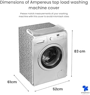 AMPEREUS® Front Load Washing Machine Cover 5.5 Kg to 6Kg (61Cm x52Cm x83Cm ), Waterproof & Dustproof, Durable Polyester Protection, Compatible with LG, Shields Against Dust & Scratches (Black)