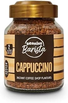 Beanies The Flavour Co Flavoured Instant Coffee Powder-Cappuccino Hot & Cold Coffee Makes 25 Cups 100% Arabica Light Roasted Coffee Sugar Free . Bottle (Barista Cappuccino),200 Grams