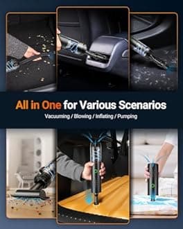 SEALIGHT Car Vacuum Portable Cordless, Handheld Cordless with High Power, Type-C Charging, 2 Suction Modes, Up to 40 Mins Runtime, Small Mini Vacuum for Car, Pet, Home