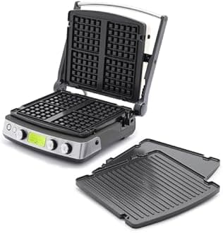 GreenPan Elite 7-in-1 Multi-Function Contact Grill & Griddle, Healthy Ceramic Nonstick Aluminum, Grill & Waffle Plates, Adjustable Shade & Shear, Closed Press/Open Flat Surface, PFAS-Free, Graphite
