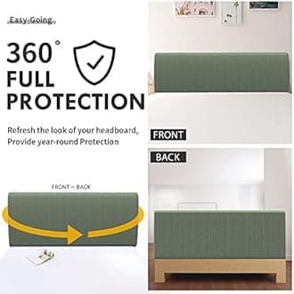 Easy-Going Stretch Bed Headboard Cover,Small Square Jacquard Headboard Slipcover, Dustproof Bed Head Cover for Bedroom (King,Greyish Green)