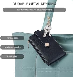 POIUGOYA Slim Wallet for Women, RFID Blocking Credit Card Holder with Coin Pocket, ID Window and Key Chain