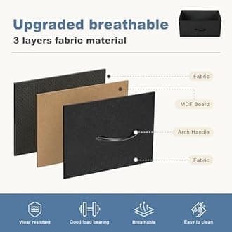 DUMOS TV Stand for Living Room, Dresser for Bedroom Chest of Dresser with 6 Fabric Drawers Storage Organizers Units, Nightstand for Bed, Black