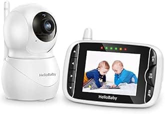 HelloBaby Baby Monitor with Camera and Night Vision IPS Screen LCD Display, ECO Mode,355°/120° Remote Pan/Tilt/Zoom,Night Vision, 2-Way Talk, 8 Lullabies, Temperature (HB66pro)
