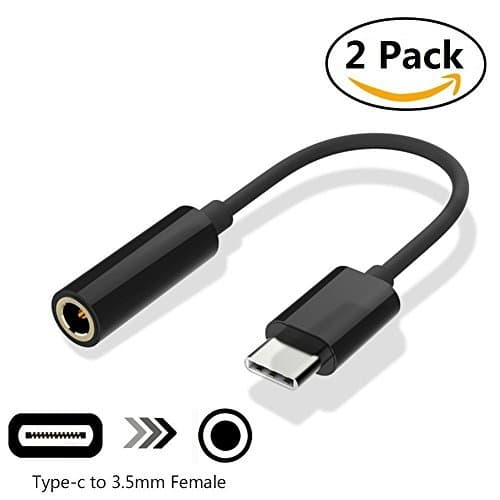 USB Type C to 3.5mm Headphone Audio Jack Adapter,Mindon USB C to 3.5mm Female Aux Microphone Connector Cable for Huawei P20 Pro/Mate 10 Pro, Moto Z, OnePlus 5T, Xiaomi 6/MIX2S, Nubia Z17. (Black)