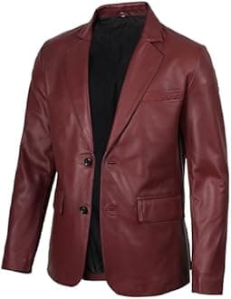 fjackets Leather Blazer Men - Real Lambskin Casual Leather Coats for Men
