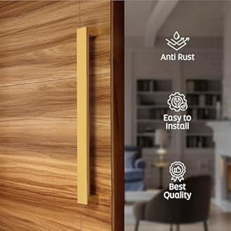 LAPO 12 inch Stainless Steel Door Handle for Main Door, Wooden & Glass Door Pull Push Handle, Main Door Handle for All Door (Hole to Hole Size 300 mm,Pack of 1) Gold-PVD Finish | 3 Years Warranty