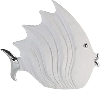 Casablanca modernes Design Decorative Fish in Stone Look, 29 x 26 cm, White/Silver