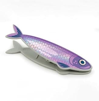 Genuine Fred FISH 'N CLIPS Sardine Bag Clips, Set of 4 Food Storage Clips, Iridescent Finish, Double-Sided, Durable Plastic and Stainless Steel Springs, Fun Kitchen Accessories and Great Gift