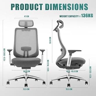 COLAMY Ergonomic Mesh Office Chair, High Back Computer Executive Desk Chair with Adjustable Headrest and 4D Arms, Slide Seat, Tilt Lock, Dark Grey