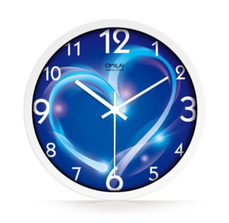 Modern Creative Round 12-inch Non Ticking Silent Wall Clock - Electric Blue Heart