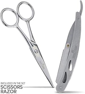 Beard Grooming Kit for Men - Straightener, Brush, Double-Sided Comb, Growth Oil, Balm, Shampoo, Conditioner, Razor, Scissors, and Shaping Tool