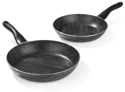 BRATmaxx Pans Marble Optics 2 pcs. 24 / 28cm | Suitable for All Types of stoves, Also Induction - Dishwasher Safe
