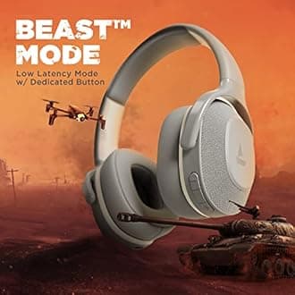 Boat Rockerz 425, ENx Tech, ASAP Charge, 25H Battery, Dual Pair, Stream Ad Free Music via App Support, Bluetooth Headphones, Wireless Over Ear Headphone with Mic (Ash Grey)