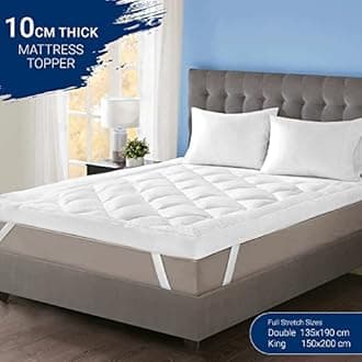Bedbric Mattress Toppers Combo Pack (Double + King) - 4 Inches Thick Soft & Fluffy Quilted Mattress Topper - Hypoallergenic Mattress Toppers with Elastic Straps