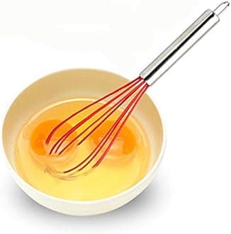 Silicone Spatula Set, Red 5 Piece Kitchen Utensils Set, Basting Brushes, Pastry Oil Brush, Egg Beater, Slotted Turner, Stainless Steel Core Silicone Cooking Spatulas Non-Stick