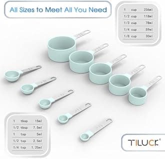 TILUCK Measuring Cups & Spoons Set, Stackable, Nesting, Stainless Steel, Green (5+5, 10pcs)