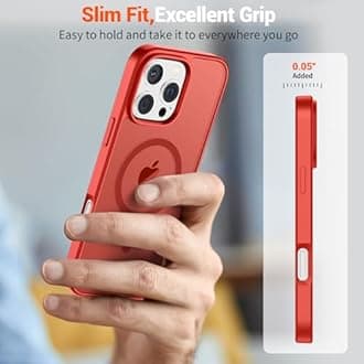 SUPFINE Magnetic for iPhone 16 Pro Max Case (Compatible with MagSafe) (Military Grade Drop Protection) Slim Translucent Matte Shockproof with Anti-Fingerprint Phone Case,Red
