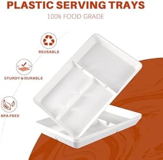 WELDUN 3 Pack Serving Tray Plastic, Compartment Serving Platters, BPA free, Dinner/Fruit/Snack Food Tray for Kichen, Bar, Buffets, Party, Thanks Giving Day, Christmas