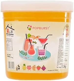 CNMART Fruity Popping Boba - Bursting Tapioca Pearls for Bubble Tea, Drinks & Dessert Toppings, 1.3kg (Passion Fruit)