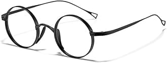 krlanhxHandmade Men Titanium Alloy Eyeglasses Lightweight Retro Round Eyewear Frame