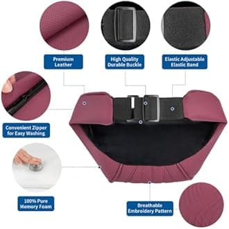 車用ヘッドレスト 低反発素材 ネックピロー 運転用 レザーカバー付き ソフト 快適 シートヘッドピロー クッション ほとんどの車 SUV セダン ホームオフィス レッド (2個)