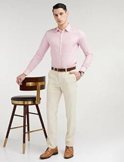 Louis Philippe Men's Easy to Iron Premium Cotton Wrinkle Resistant Slim fit Striped Formal Shirt