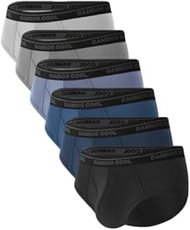 BAMBOO COOL Mens Breathable Soft Underwear Open-fly Classic Briefs, Tag-free, 6 Pack