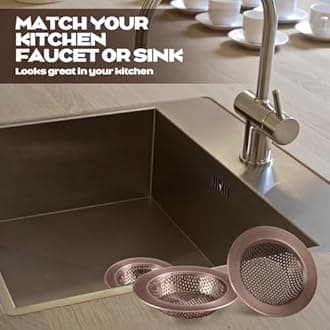 Retisee 2 Pcs Sink Strainer Stainless Steel Kitchen Sink Drain Strainer Basket Cover Mesh Hair Food Catcher, Large Wide Rim of 4.4 Diameter(Red Bronze)