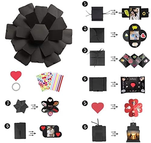 DIY Explosion Box, Creative DIY Handmade Surprise Explosion Gift Box Love Memory, Scrapbooking Photo Album Gift Box for Birthday Valentine's Day Anniversary Wedding Christmas Festival