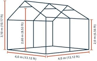 TOOLPORT Storage tent 4x4 m PVC 750 N waterproof white shelter with ground frame