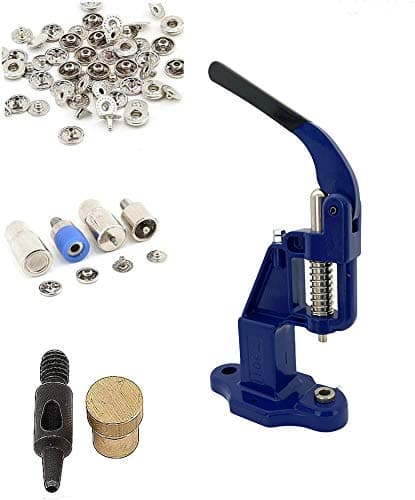 720 Sets 4 piece 12.5mm Silver Snap Buttons with Manual Press Machine, Dies, Hole Punch Tool.