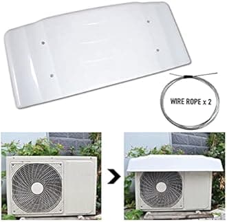 GOCHUSX Air Conditioner Top Cover, Outside Window Ac Unit Canopy Anti Rain Snow Dust, Pvc Plastic Hard Shell With 2 Steel Rope And Tape(115x46x15cm)