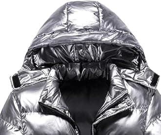 JEsilunmaMY Men's Thermal Shiny Hooded Puffer Jacket Winter Coats Water-Resistant Down Coats Insulated Padded Puffy Coat