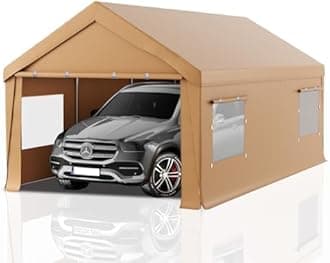 Carport 10x20 Heavy Duty Portable Garage,Carport Canopy with Roll-Up Windows & Doors,Portable Garage and Shelter with Removable Sidewalls,Car Tent Garage with All-Season Tarp for Truck Bike Lawnmower