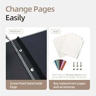 Vienrose Photo Album Self Adhesive 4x6 5x7 3x5 8.5x11 Scrapbook Magnetic Album DIY Scrap Book Length 11 x Width 10.8 (Inches) with A Metallic Pen