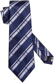 Hi-Tie Mens Plaid Ties Classic Paisley Necktie with Handkerchief Cufflinks Set Business Stripe Tie