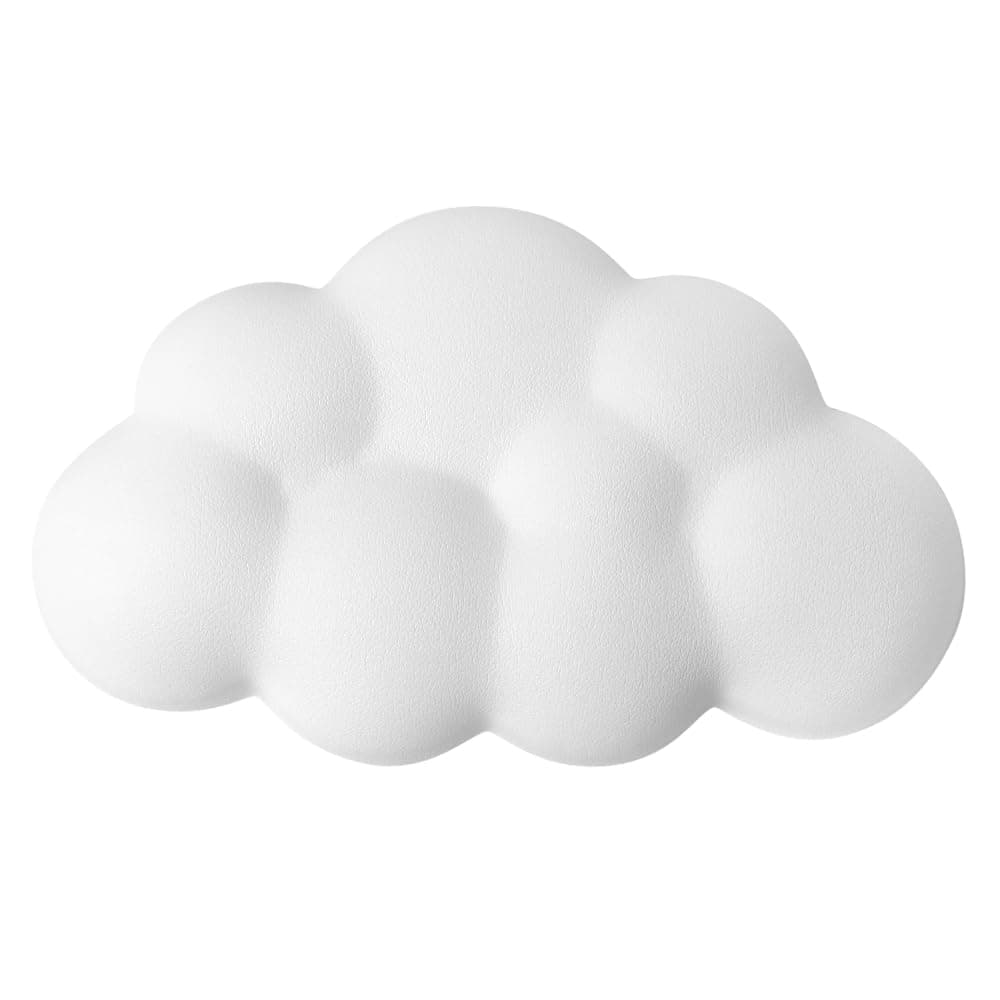 Cloud Wrist Rest Cushion for Mouse Ergonomic Soft PU Leather Memory Foam Wrist Pain Relief Mouse Wrist Support Pad with Anti-Skid Base for Office School Home Laptop & Computer Mouse (White)