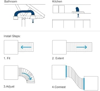 Hon&Guan 5 inch Air Duct - 16 FT Long, Black Flexible Ducting HVAC Ventilation Air Hose for Grow Tents, Dryer Rooms,Kitchen