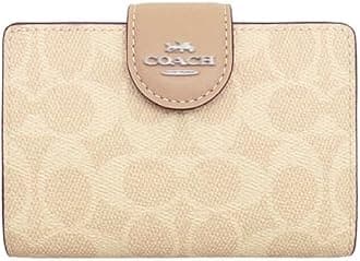 [My Organyee] Women's Wallet Mail Order L-Shaped Shoulder Bifold Wallet Medium Corner Zip Wallet Signature Canvas Outlet, Sand x taupe