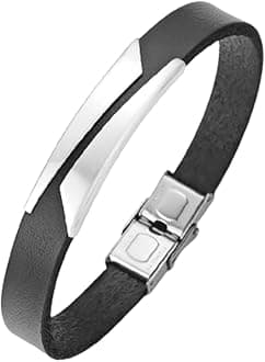 Yellow Chimes Bracelet For Men and Women Black PU Leather Silver Designed Bracelet For Unisex, One Size, Metal, No Gemstone