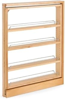 Rev-A-Shelf Pullout Shelf Organizer for Base Kitchen or Bathroom Cabinets, Wood Filler Pantry Storage or Spice Rack, Maple, 3" x 23" x 30", 432-BF-3C
