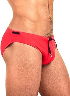 Minaso Men's Swimwear Bikini Swimming Briefs Pad Swimsuits Board Surf Shorts Trunks - Red -