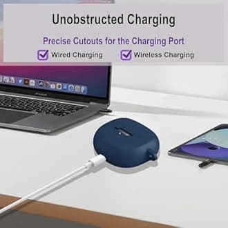 BAOKZZOM Silicone Case Cover For New Bose Ultra Open Earbuds,Shockproof Protective Skin Case With 3-In-1 Cleaner Kit&Carabiner(Dark Blue,Led&Logo Visible)