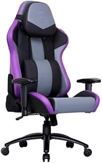 Cooler MasterCaliber R3 Gaming Chair for Computer Game, Office, Comfy Ergonomic 360° Swivel Reclining High Back Chairs with Armrest Backrest Headrest Lumbar Support PU Leather-Purple