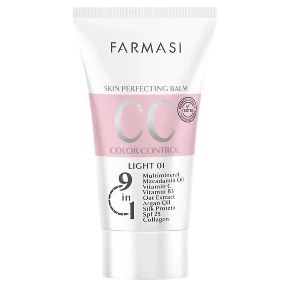 FARMASi CC Color Correcting Cream, Tinted Moisturizer Makeup Base with SPF 25, Lightweight Buildable Coverage, Natural Flawless Finish, All Skin Types, 1.7 fl oz, Light