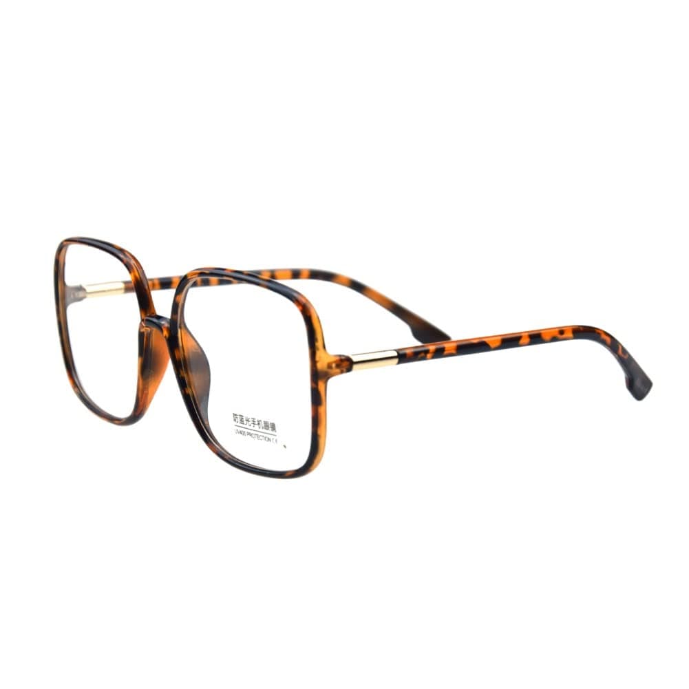 Shiratori Woman's New Retro Blue Light Blocking Glasses Big frame Nerd Eyeglasses Frame Anti Blue Ray Computer Game Glasses Leopard